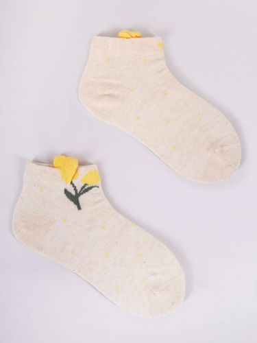 Skarpety dziewczęce bawełniane z elementem 3D kwiatki 3PAK 23-26 YOCLUB na Arena.pl