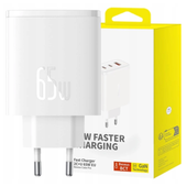ładowarka sieciowa baseus os-cube pro 2xusb-c + usb, 65w (biała)