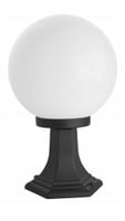 SU-MA Lampa ogrodowa czarna KULE 41cm E27 IP43 dł klosz biała/dymiona
