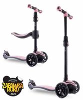 Rowerek biegowy i hulajnoga Flash z kołami LED - pudrowy róż