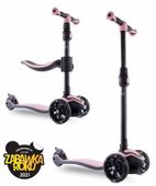 Rowerek biegowy i hulajnoga Flash z kołami LED - pudrowy róż