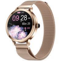 smartwatch damski veltori vt340-1 złota bransoleta + różowy pasek