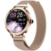 smartwatch damski veltori vt340-1 złota bransoleta + różowy pasek
