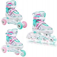 Rolki Wrotki Regulowane 3w1 RAVEN Lia PLUS Mint 34-37 Kółka LED