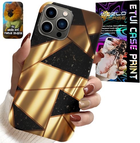 ETUI DO IPHONE 13 PRO - ZŁOTE ELEGANCKIE WZORY + FOLIA HYDRO na Arena.pl