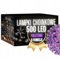 LAMPKI CHOINKOWE 500 LED FIOLETOWE 38M ŚWIATEŁKA NA CHOINKĘ LED ZEWNĘTRZNE