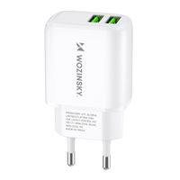 ładowarka sieciowa 100-240v 30w 2.4a 2x usb-a biała