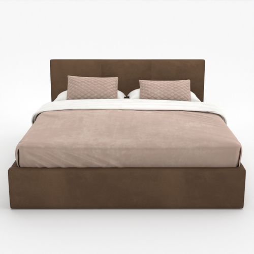 ŁÓŻKO TAPICEROWANE DO SYPIALNI 140x200 ŁÓŻKO PODWÓJNE Z POJEMNIKIEM BRĄZOWE na Arena.pl