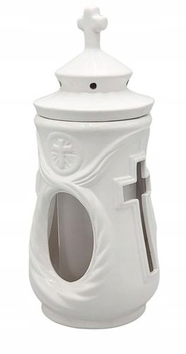 Znicz ceramiczny kapliczka biały 32cm z lampką led na Arena.pl