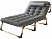 Łóżko Polowe 193,5 x 65,5 cm Leżak Kanadyjka 120 kg Poduszka Materac Zestaw