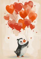 Plakat 70x100cm Pingwinek z Balonami