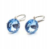 Srebrne kolczyki 925 z kryształami Swarovski Rivoli 8mm Light Sapphire