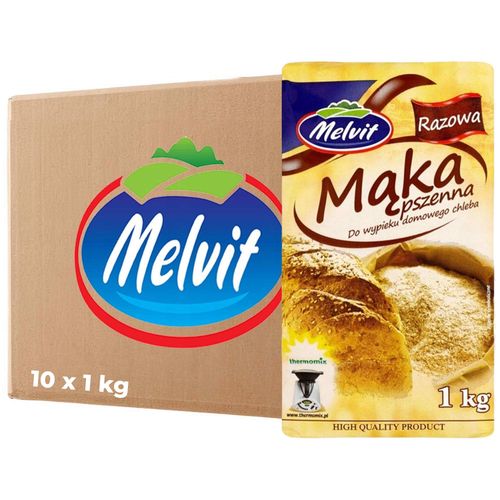 MELVIT Mąka pszenna razowa do wypieku domowego chleba 1 kg x 10 sztuk na Arena.pl