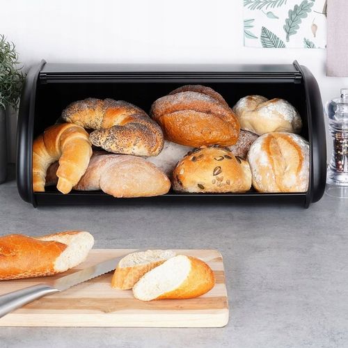 Duży CHLEBAK czarny metalowy pojemnik kuchenny na pieczywo chleb bułki na Arena.pl