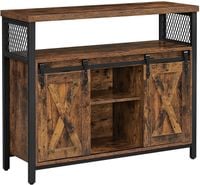 Komoda 100x33x80 cm rustykalna loft brąz czarny stal z drzwiami przesuwnymi