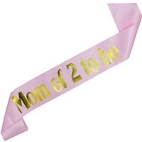 Mom of 2 to be - jasnoróżowa szarfa ze złotym nadrukiem