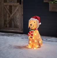 Figurka świąteczna LED na zewnątrz piesek Mikołaj Boże Narodzenie