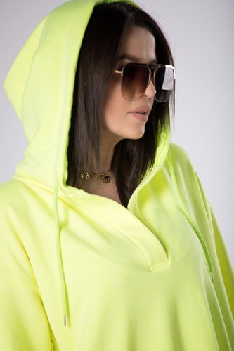 Bluza oversize z kapturem - Żółty S na Arena.pl