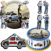 ZESTAW OPŁATEK NA TORT 20CM + 17 POSTACI - POLICJA MUNDUR + IMIĘ 15CM 18CM