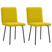 Krzesła stołowe, 2 szt., żółte, obite aksamitem