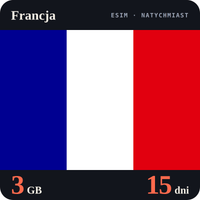 Karta eSIM Internet Francja 3 GB na 15 dni - bez rejestracji
