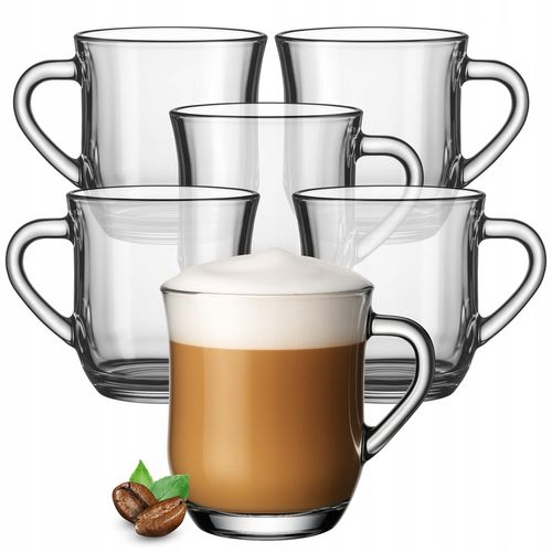 6 x SZKLANKI DO KAWY HERBATY KUBEK Z UCHEM 320ml na Arena.pl