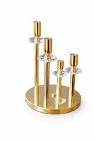 Świecznik glamour złoty z kryształami |Dekoracja wnętrz+ GRATIS