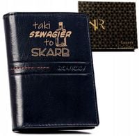 Portfel z grawerem SUPER SZWAGIER skóra TWÓJ TEKST