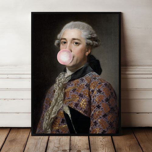 Plakat dżentelmen z balonem portret 21x30 cm w czarnej ramie na Arena.pl