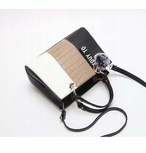 TOREBKA DAMSKA KUFEREK CZARNY BEŻ DO RĘKI NA RAMIĘ LISTONOSZKA WĄŻ na Arena.pl