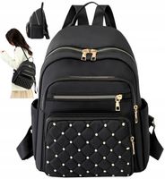 Plecak Damski Czarny Wodoodporny 2w1 Szkoła Praca Miejski