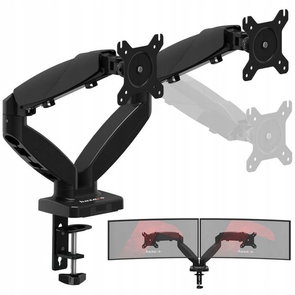 UCHWYT na 2 MONITORY TV LED LCD Biurkowy OBROTOWY 360° uniwersalny 15"- 27" zdjęcie 1