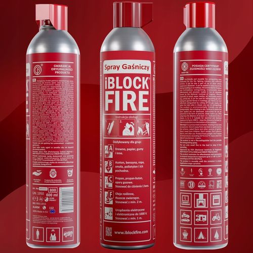 SPRAY GAŚNICZY ABCF+E 100%BIO GAŚNICA iBlockFIRE 600 PRO na Arena.pl
