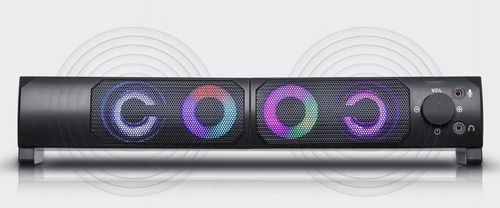 GŁOŚNIKI KOMPUTEROWE BLUETOOTH SOUNDBAR 2.0 6W USB 5V DC LED RGB 2w1 ZESTAW na Arena.pl