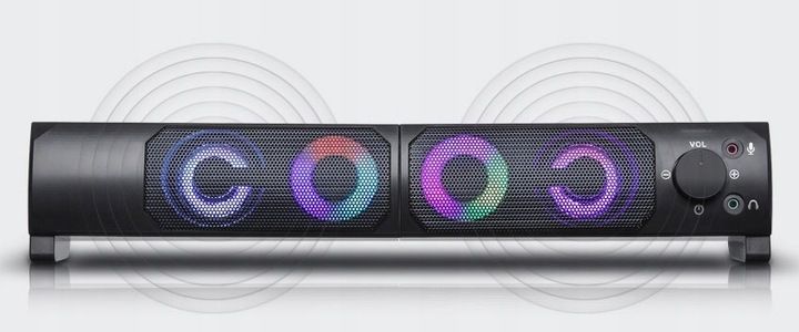 GŁOŚNIKI KOMPUTEROWE BLUETOOTH SOUNDBAR 2.0 6W USB 5V DC LED RGB 2w1 ZESTAW zdjęcie 11