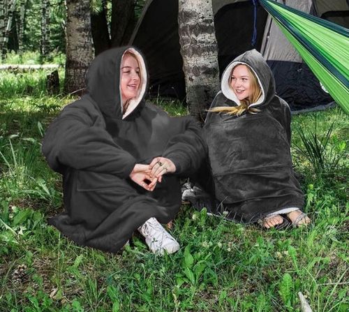 Gruby Koc Ponczo Z Kapturem Ciepła Gruba Bluza Szlafrok Kocobluza na Arena.pl