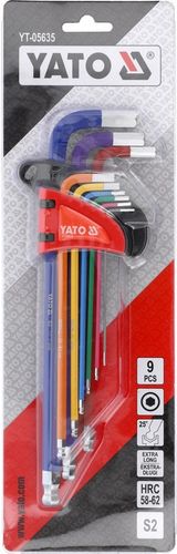 KLUCZE IMBUSOWE DŁUGIE 1,5-10mm 9el. IMBUSY HEX ZESTAW IMBUSÓW Z KULĄ YATO na Arena.pl