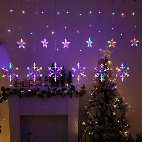 PŁATKI ŚNIEGU WISZĄCE LAMPKI CHOINKOWE ZEWNĘTRZNE KURTYNA LED SOPLE na Arena.pl