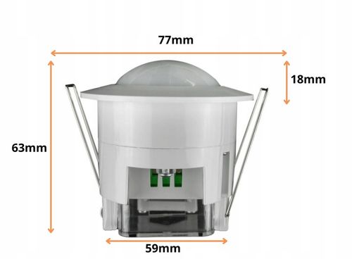 Czujnik Ruchu PIR 600W Sensor Czujka Sufitowa Wpuszczany 360st. Zasięg na Arena.pl