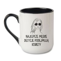 KUBEK "NAJLEPSZE MĘSKIE DECYZJE PODEJMUJĄ KOBIETY" Wzór - Elegant Coffee Czarny 330 ml