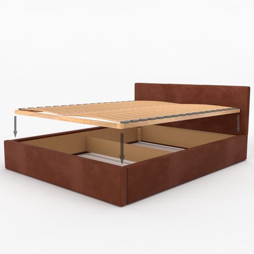 ŁÓŻKO TAPICEROWANE DO SYPIALNI 140x200 ŁÓŻKO PODWÓJNE Z POJEMNIKIEM MIODOWE na Arena.pl