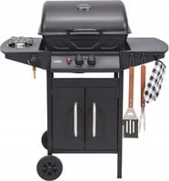 GRILL GAZOWY OGRODOWY 2+1 LUND 8 KW PALNIK BOCZNY STALOWY RUSZT