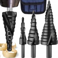 Wiertła Stopniowane 3 Szt Spirala Zestaw Stożkowe 4-32MmDrewna Blachy