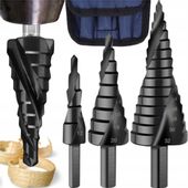 Wiertła Stopniowane 3 Szt Spirala Zestaw Stożkowe 4-32MmDrewna Blachy