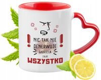 Dla Gabriela Kubek Czerwony Z Uszkiem W Kształcie Serca Na Prezent