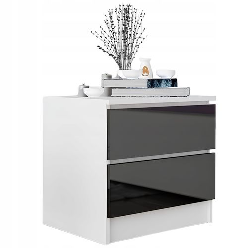 Stolik Nocny Szafka Nocna MDF 45 x 48x 40 CM Zoe Biała Czarny Połysk na Arena.pl