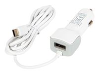 Ładowarka samochodowa kabel  USB-C +gniazdo USB-A 5V 2.1A 12V-24V D21C