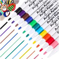 FLAMASTRY MARKERY AKRYLOWE PISAKI UNIWERSALNE MAZAKI WODOODPORNE 12szt