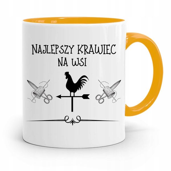 Kubek Żółty Dla Krawca Najlepszy Krawiec Prezent Z Nadrukiem Ze Zdjęciem zdjęcie 1