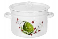 GARNEK EMALIOWANY Z POKRYWKĄ NET-POL BIAŁY LIMONKA 26 CM 9 L